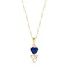Evesaddiction Custom Heart Drop Birthstone Necklace - Gold / 2 In Gold