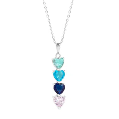 Evesaddiction Custom Heart Drop Birthstone Necklace - Silver / 4 In Metallic