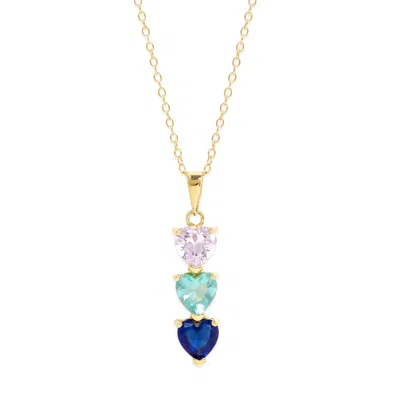 Evesaddiction Custom Heart Drop Birthstone Necklace In Gold