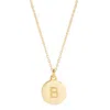 Evesaddiction Custom Initial Disc Necklace In Gold