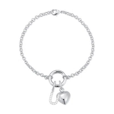 Evesaddiction Custom Initial Heart Charm Bracelet - Silver / U