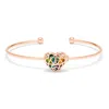 Evesaddiction Custom Interlocking Heart Birthstone Cuff Bracelet - Rose Gold In Multi