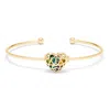 Evesaddiction Custom Interlocking Heart Birthstone Cuff Bracelet In Gold