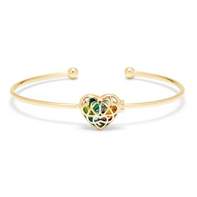 Evesaddiction Custom Interlocking Heart Birthstone Cuff Bracelet In Gold
