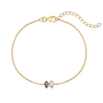Evesaddiction Custom Marquise Birthstone Bracelet - Gold / 2