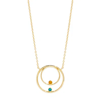 Evesaddiction Custom Mother And Child Birthstone Circle Necklace - Gold / 2