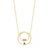 Evesaddiction Custom Mother And Child Birthstone Circle Necklace - Gold / 3 In Gold