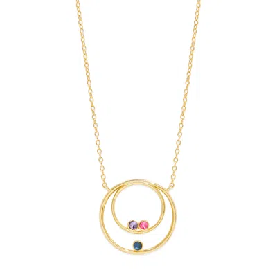 Evesaddiction Custom Mother And Child Birthstone Circle Necklace - Gold / 3