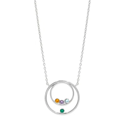 Evesaddiction Custom Mother And Child Birthstone Circle Necklace In Metallic