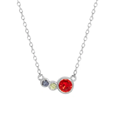Evesaddiction Custom Mother And Children Necklace - 3 / Silver In Red