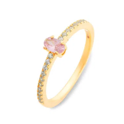Evesaddiction Custom Oval Birthstone Pave Band Gold Ring