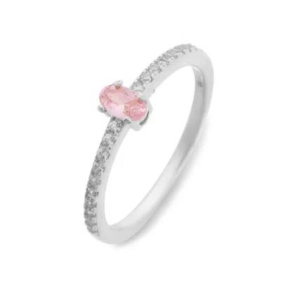 Evesaddiction Custom Oval Birthstone Pave Band Ring - Silver / 1 / 8
