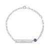 Evesaddiction Custom Paperclip Chain Bezel Set Birthstone Name Bracelet - Silver In Metallic
