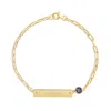 Evesaddiction Custom Paperclip Chain Bezel Set Birthstone Name Bracelet In Gold