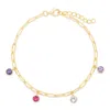 Evesaddiction Custom Paperclip Chain Birthstone Charm Bracelet - Gold / 4 In Gold