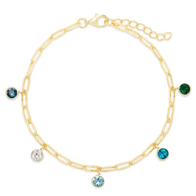 Evesaddiction Custom Paperclip Chain Birthstone Charm Bracelet - Gold / 5