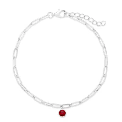 Evesaddiction Custom Paperclip Chain Birthstone Charm Bracelet - Silver / 1