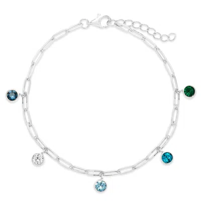 Evesaddiction Custom Paperclip Chain Birthstone Charm Bracelet - Silver / 5