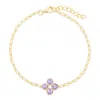 Evesaddiction Custom Paperclip Chain Birthstone Flower Bezel Bracelet - Gold / 4 In Gold
