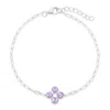 Evesaddiction Custom Paperclip Chain Birthstone Flower Bezel Bracelet - Silver / 4 In Silver