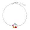 Evesaddiction Custom Paperclip Chain Birthstone Flower Bezel Bracelet - Silver / 5 In Metallic