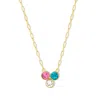Evesaddiction Custom Paperclip Chain Flower Bezel Birthstone Necklace - Gold / 3 In Gold