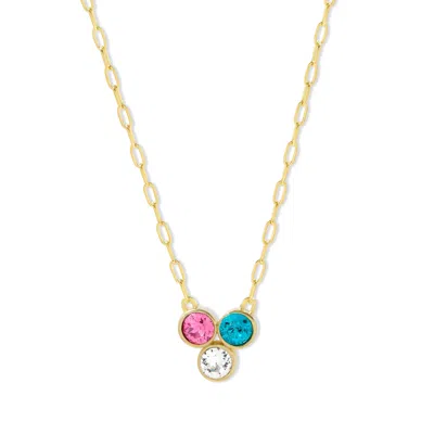 Evesaddiction Custom Paperclip Chain Flower Bezel Birthstone Necklace - Gold / 3