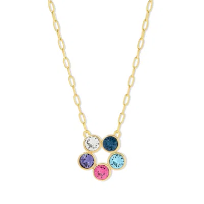 Evesaddiction Custom Paperclip Chain Flower Bezel Birthstone Necklace - Gold / 5