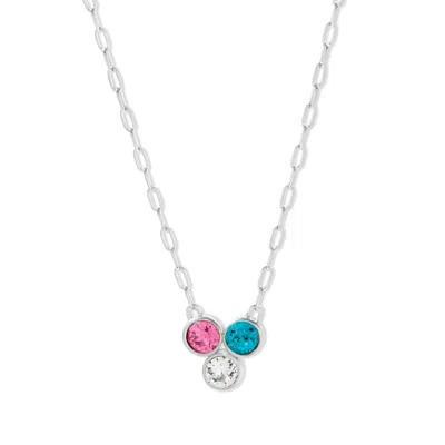 Evesaddiction Custom Paperclip Chain Flower Bezel Birthstone Necklace - Silver / 3 In Metallic