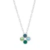 Evesaddiction Custom Paperclip Chain Flower Bezel Birthstone Necklace - Silver / 4 In Green