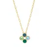 Evesaddiction Custom Paperclip Chain Flower Bezel Birthstone Necklace In Green