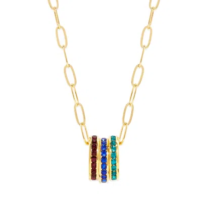 Evesaddiction Custom Paperclip Chain Stackable Eternity Birthstone Charm Necklace - Gold