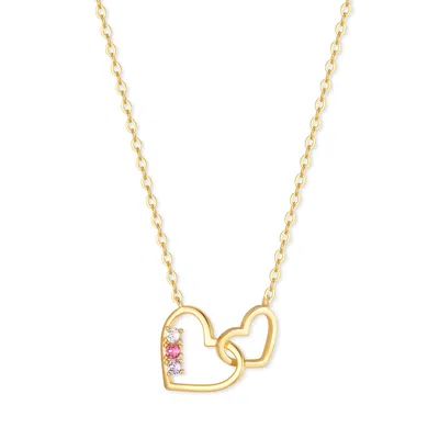 Evesaddiction Custom Petite Interlocking Heart Birthstone Necklace - Gold / 3 In Burgundy