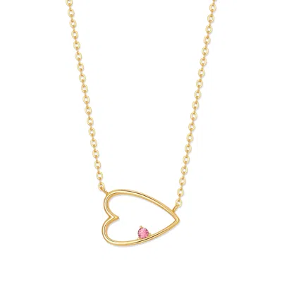 Evesaddiction Custom Petite Open Heart Birthstone Pendant - Gold / 1