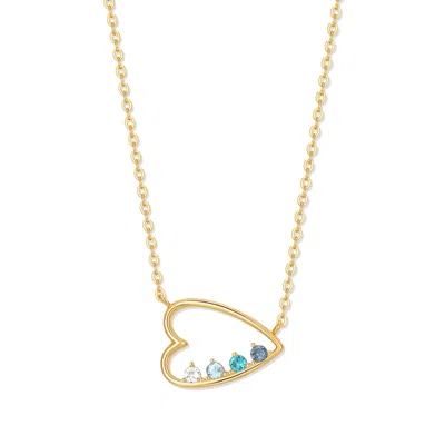 Evesaddiction Custom Petite Open Heart Birthstone Pendant - Gold / 4