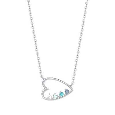 Evesaddiction Custom Petite Open Heart Birthstone Pendant - Silver / 4 In Metallic