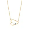 Evesaddiction Custom Petite Open Heart Birthstone Pendant In Gold