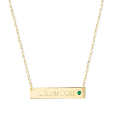 Evesaddiction Custom Roman Numeral Gold Birthstone Bar Necklace