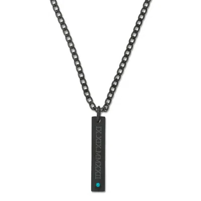 Evesaddiction Custom Roman Numeral Men's Stainless Steel Vertical Birthstone Pendant