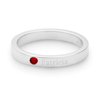 Evesaddiction Custom Stacking Name And Birthstone Ring - Silver / 1 / 6 In Metallic