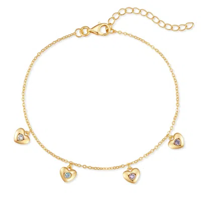 Evesaddiction Custom Station Heart Birthstone Charm Bracelet - Gold / 4