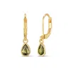 Evesaddiction Custom Teardrop Birthstone Bezel Earrings - Gold / August In Green