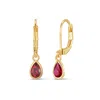 Evesaddiction Custom Teardrop Birthstone Bezel Earrings - Gold / July In Red