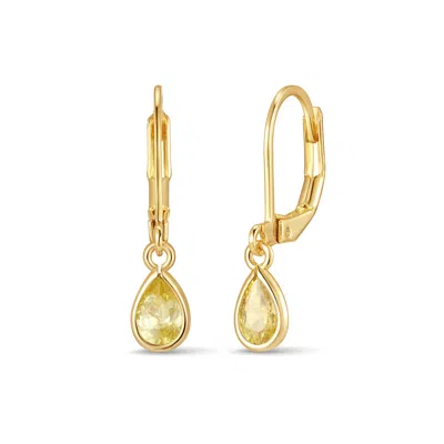 Evesaddiction Custom Teardrop Birthstone Bezel Earrings - Gold / November