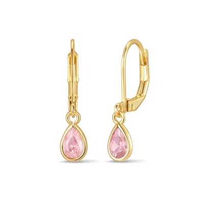 Evesaddiction Custom Teardrop Birthstone Bezel Earrings - Gold / October