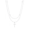 Evesaddiction Cz And Cross Layered Necklace Set - Silver In Metallic