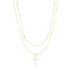Evesaddiction Cz And Cross Layered Necklace Set In Gold