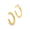 Evesaddiction Cz And Textured Ear Cuff Set In Gold