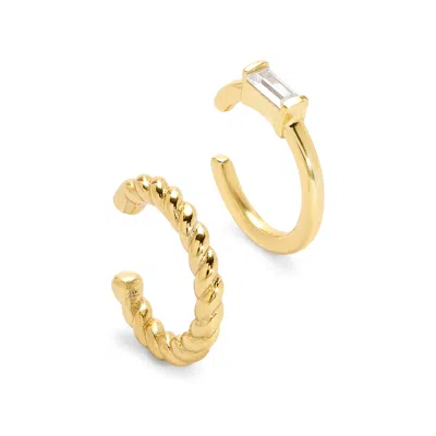 Evesaddiction Cz And Textured Ear Cuff Set In Gold