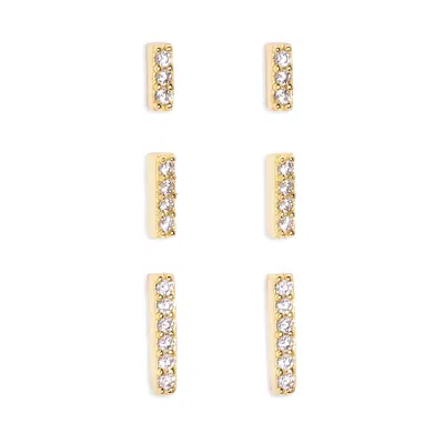 Evesaddiction Cz Bar Earring Set In Gold